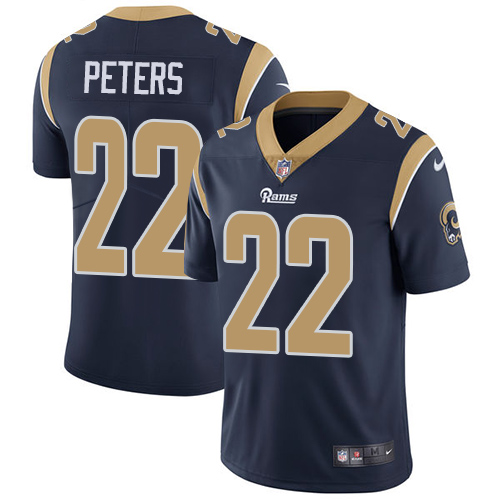 Los Angeles Rams #22 Marcus Peters Navy Blue Team Color Men's Stitched Vapor Untouchable Limited Jersey Men's
