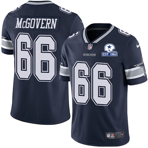 Dallas Cowboys #66 Connor McGovern Navy Blue Team Color Men's Stitched With Established In 1960 Patch Vapor Untouchable Limited Jersey Men's