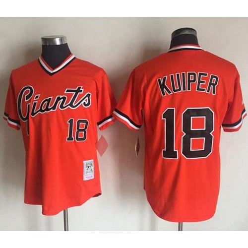 Mitchell And Ness San Francisco Giants #18 Duane Kuiper Orange Throwback Stitched Jersey Men's