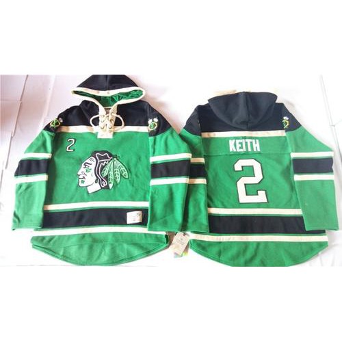 Chicago Blackhawks #2 Duncan Keith Green St. Patrick's Day McNary Lace Hoodie Stitched Jersey Men's