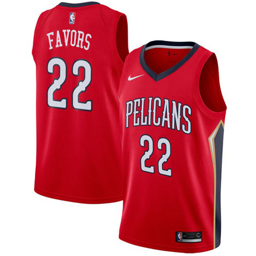 New Orleans Pelicans #22 Derrick Favors Red Swingman Statement Edition Jersey Mens