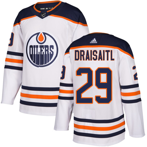Adidas Edmonton Oilers #29 Leon Draisaitl White Road Authentic Stitched Youth Jersey Youth