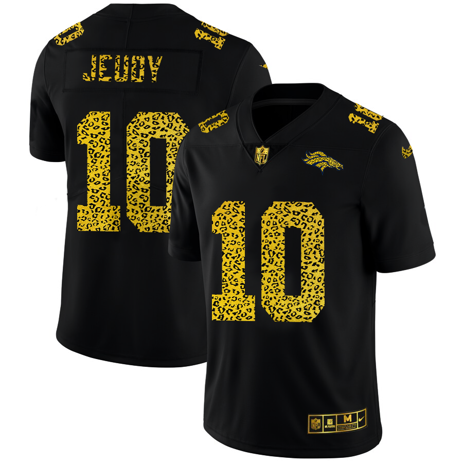 Denver Broncos #10 Jerry Jeudy Men's Leopard Print Fashion Vapor Limited Jersey Black