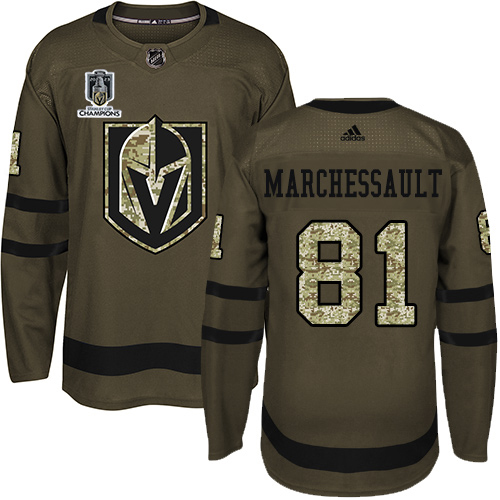 Adidas Golden Knights #81 Jonathan Marchessault Green 2023 Stanley Cup Champions Salute To Service Stitched Jersey