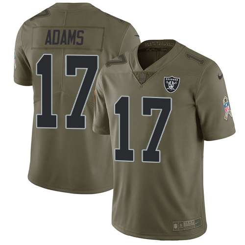 Youth Raiders #17 Davante Adams Olive Stitched Limited 2017 Salute To Service Jersey