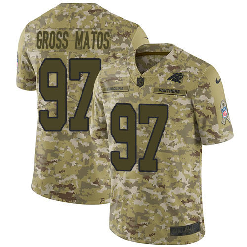 Carolina Panthers #97 Yetur Gross-Matos Camo Men's Stitched Limited 2018 Salute To Service Jersey Men's