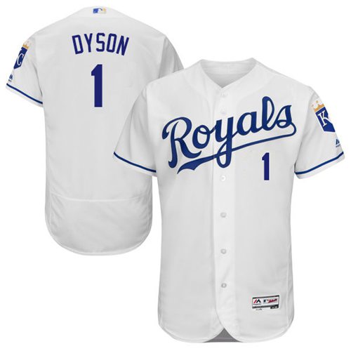 Kansas City Royals #1 Jarrod Dyson White Flexbase Authentic Collection Stitched Jersey Men's