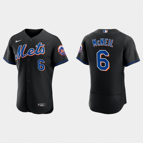 New York New York Mets #6 Jeff McNeil Men's 2022 Authentic Alternate Stitched Jersey - Black Men's