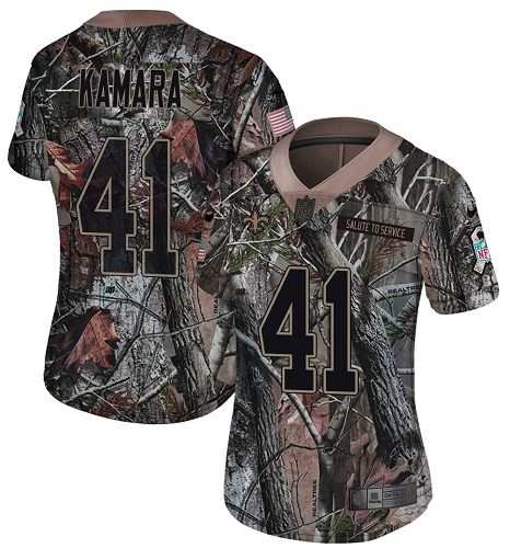 Saints #41 Alvin Kamara Camo Women's Stitched Limited Rush Realtree Jersey