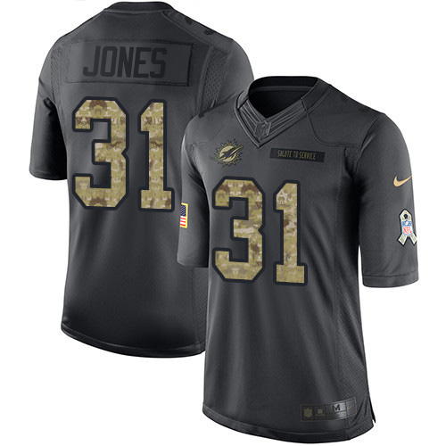 Miami Dolphins #31 Byron Jones Black Youth Stitched Limited 2016 Salute to Service Jersey Youth