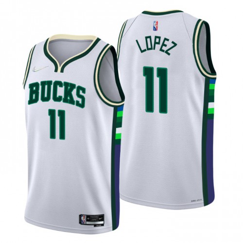 Milwaukee Milwaukee Bucks #11 Brook Lopez Mens White 2021/22 Swingman Jersey - City Edition Mens