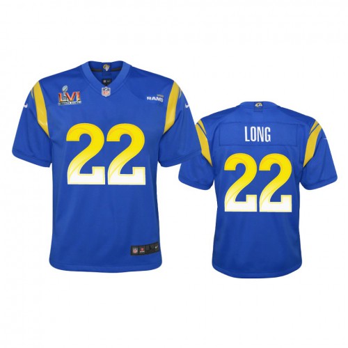 Los Angeles Los Angeles Rams #22 David Long Youth Super Bowl LVI Patch Game Jersey - Royal Youth