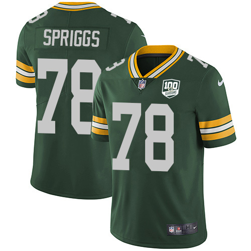 Green Bay Packers #78 Jason Spriggs Green Team Color Men's 100th Season Stitched Vapor Untouchable Limited Jersey Men's