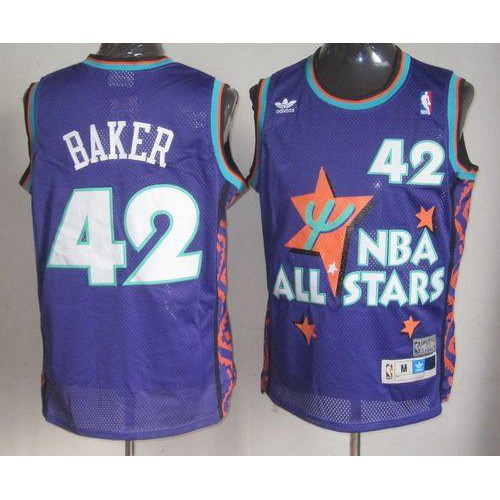 Milwaukee Bucks #42 Vin Baker Purple 1995 All-Star Throwback Stitched Jersey Mens