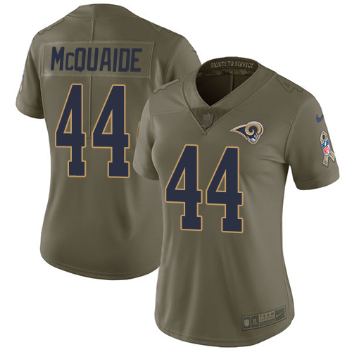 Los Angeles Rams #44 Jacob McQuaide Olive Women's Stitched Limited 2017 Salute to Service Jersey Womens