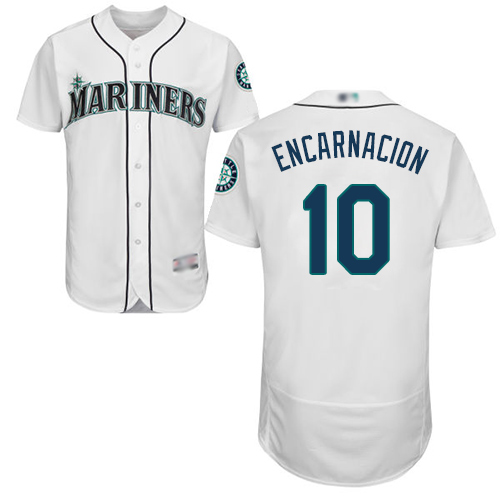 Seattle Mariners #10 Edwin Encarnacion White Flexbase Authentic Collection Stitched Jersey Men's
