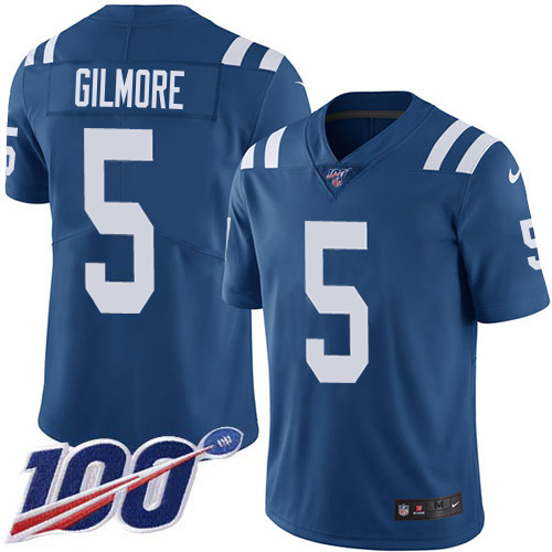 Colts #5 Stephon Gilmore Royal Blue Team Color Youth Stitched 100th Season Vapor Limited Jersey