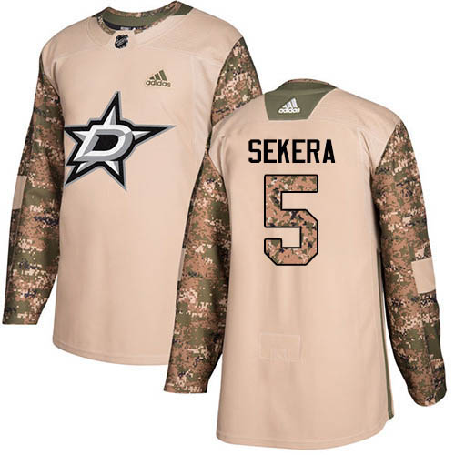 Adidas Dallas Stars #5 Andrej Sekera Camo Authentic 2017 Veterans Day Stitched Jersey Men's