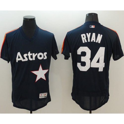 Houston Astros #34 Nolan Ryan Navy Blue Flexbase Authentic Collection Cooperstown Stitched Jersey Men's