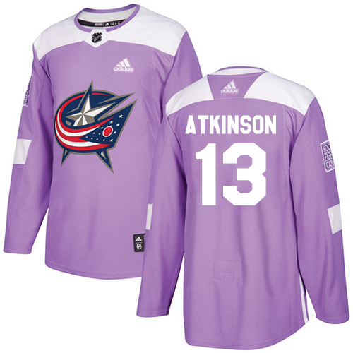 Adidas Columbus Blue Jackets #13 Cam Atkinson Purple Authentic Fights Cancer Stitched Jersey Men's