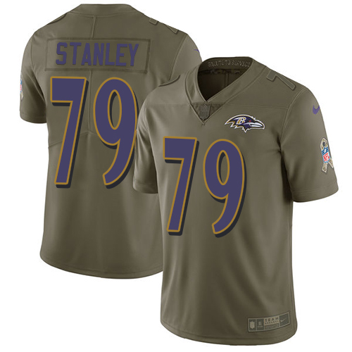 Baltimore Ravens #79 Ronnie Stanley Olive Men's Stitched Limited 2017 Salute To Service Jersey Men's