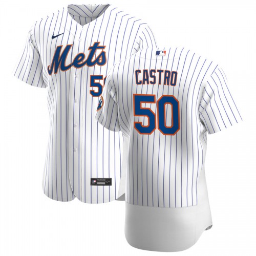 New York New York Mets #50 Miguel Castro Men's White Home 2020 Authentic Player Jersey Men's
