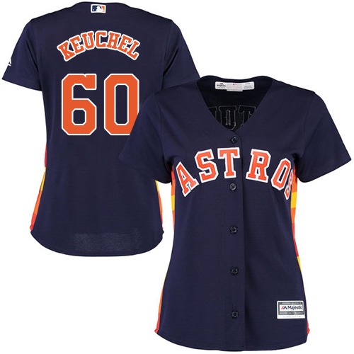 Houston Astros #60 Dallas Keuchel Navy Blue Alternate Women's Stitched Jersey Womens