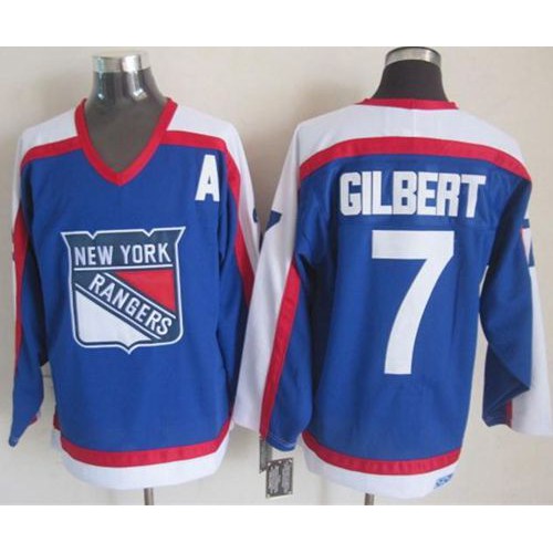 New York Rangers #7 Rod Gilbert Blue/White CCM Throwback Stitched Jersey Men's