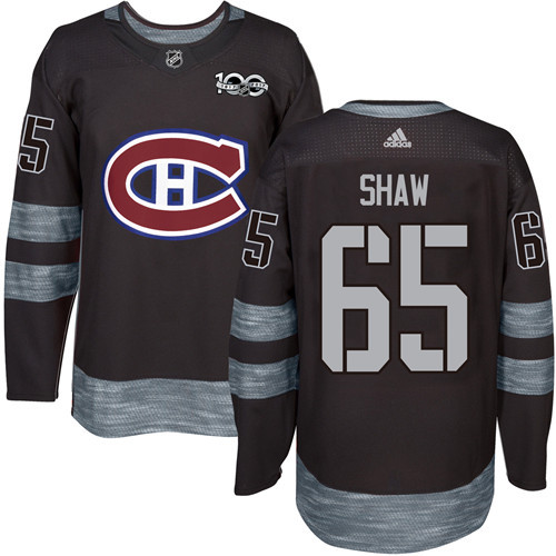 Adidas Montreal Canadiens #65 Andrew Shaw Black 1917-2017 100th Anniversary Stitched Jersey Men's