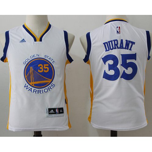 Golden State Warriors #35 Kevin Durant White Stitched Youth Jersey Youth