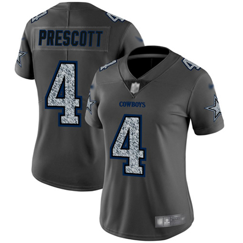 Cowboys #4 Dak Prescott Gray Static Women's Stitched Vapor Untouchable Limited Jersey