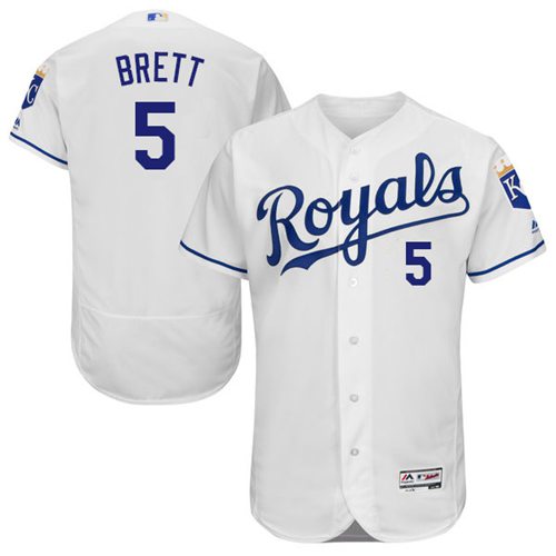 Kansas City Royals #5 George Brett White Flexbase Authentic Collection Stitched Jersey Men's