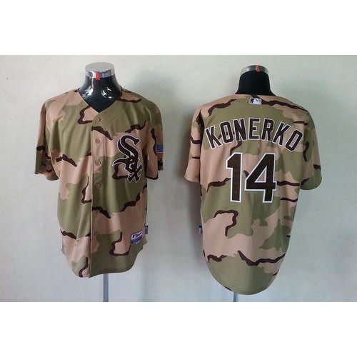 Chicago White Sox #14 Paul Konerko Camo Commemorative Military Day Cool Base Stitched Jersey Men's