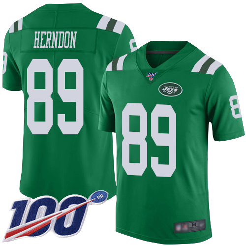 New York Jets #89 Chris Herndon Green Men's Stitched Limited Rush 100th Season Jersey Men's