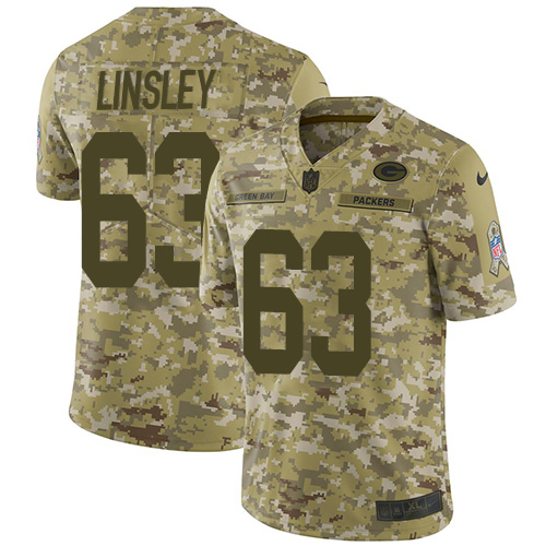 Green Bay Packers #63 Corey Linsley Camo Men's Stitched Limited 2018 Salute To Service Jersey Men's