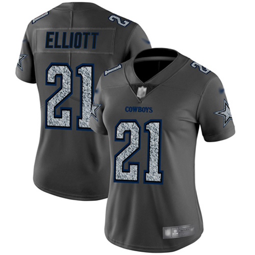 Cowboys #21 Ezekiel Elliott Gray Static Women's Stitched Vapor Untouchable Limited Jersey