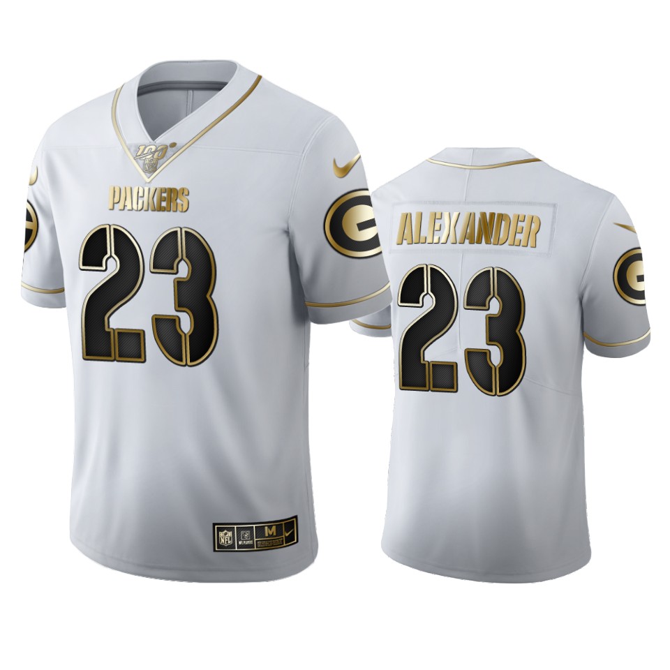 Green Bay Packers #23 Jaire Alexander Men's White Golden Edition Vapor Limited 100 Jersey