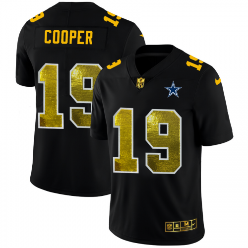 Dallas Dallas Cowboys #19 Amari Cooper Men's Black Golden Sequin Vapor Limited Jersey Men's