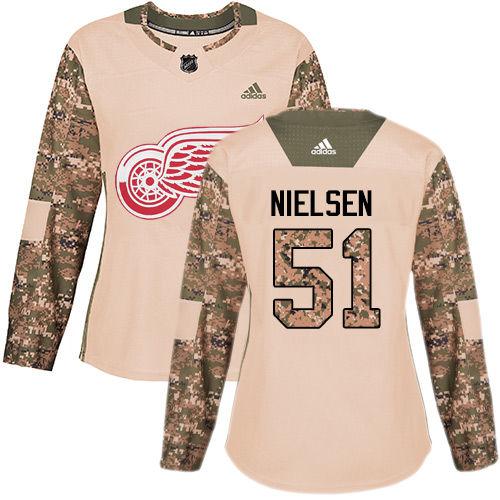 Adidas Detroit Red Wings #51 Frans Nielsen Camo Authentic 2017 Veterans Day Women's Stitched Jersey Womens