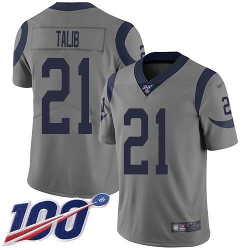 Los Angeles Rams #21 Aqib Talib Gray Men's Stitched Limited Inverted Legend 100th Season Jersey Men's