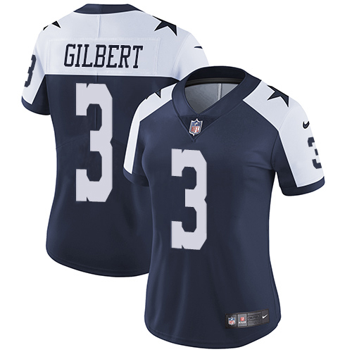 Dallas Cowboys #3 Garrett Gilbert Navy Blue Thanksgiving Women's Stitched Vapor Throwback Limited Jersey Womens