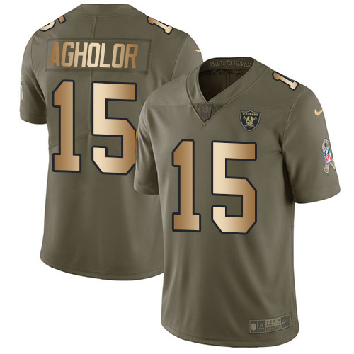 Las Vegas Raiders #15 Nelson Agholor Olive/Gold Men's Stitched Limited 2017 Salute To Service Jersey Men's