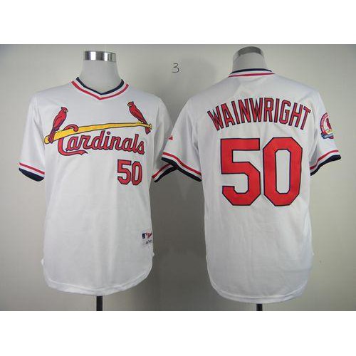 St.Louis Cardinals #50 Adam Wainwright White 1982 Turn Back The Clock Stitched Jersey Men's