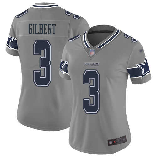 Dallas Cowboys #3 Garrett Gilbert Gray Women's Stitched Limited Inverted Legend Jersey Womens