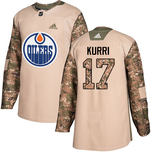 Adidas Edmonton Oilers #17 Jari Kurri Camo Authentic 2017 Veterans Day Stitched Jersey Men's