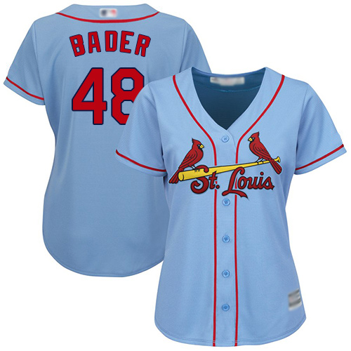 St.Louis Cardinals #48 Harrison Bader Light Blue Alternate Women's Stitched Jersey Womens