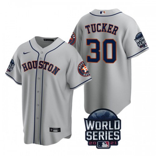 Houston Houston Astros #30 Kyle Tucker Men's 150th Anniversary 2021 World Series Game Jersey - Gray Men's