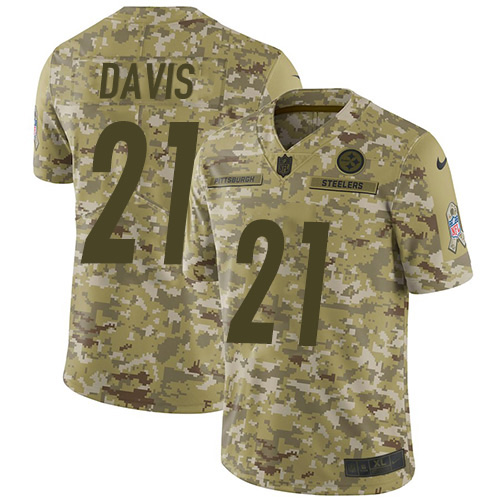 Pittsburgh Steelers #21 Sean Davis Camo Youth Stitched Limited 2018 Salute to Service Jersey Youth