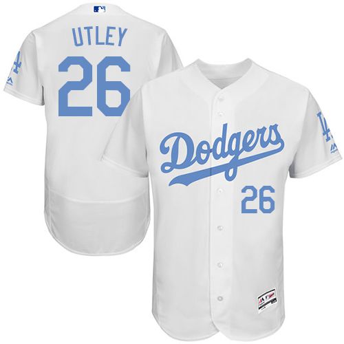 Los Angeles Dodgers #26 Chase Utley White Flexbase Authentic Collection Father's Day Stitched Jersey Men's