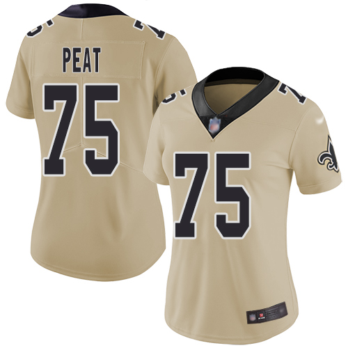 New Orleans Saints #75 Andrus Peat Gold Women's Stitched Limited Inverted Legend Jersey Womens